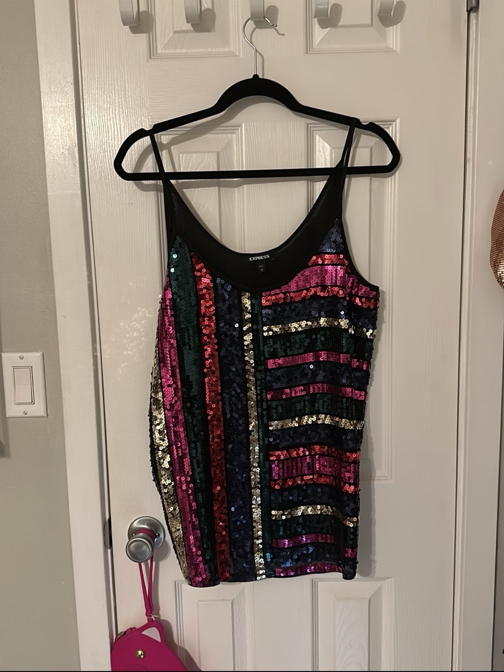 Express Sequin Stripe Cami Tank Top Size Large
